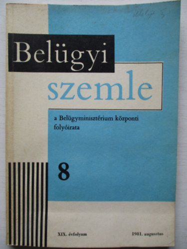 Belügyi szemle 1981/8 augusztus