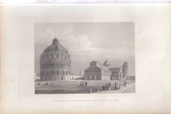 Pisai székesegyház, keresztelőkápolna és szentély - eredeti litográfia (metszet)