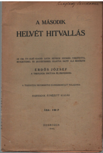 Erd�s J�zsef - A m�sodik helv�t hitvall�s