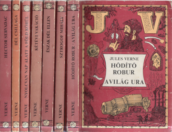 Verne Gyula  (Jules Verne) - 7 db Verne m�: Hector Servadac + D�l csillaga + Nyolcvan nap alatt a F�ld k�r�l + K�t�vi vak�ci� + �szak d�l ellen + Sztrogof Mih�ly + H�d�t� Robur - A vil�g ura