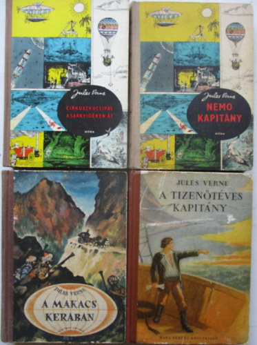 Verne Jules - 4 db a Verne munk�i sorozatb�l (A makacs Kerakban, A tizen�t�ves kapit�ny, Nemo kapit�ny, Cirkuszkocsival a sarkvid�ken �t)