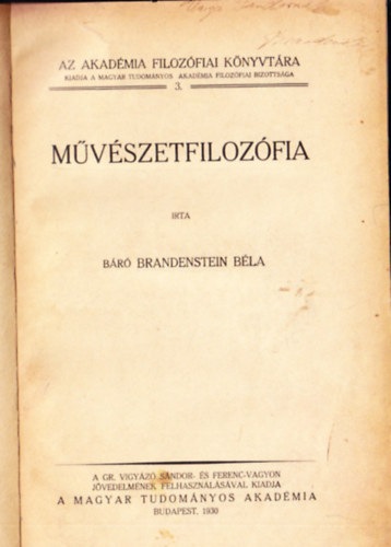 Br Brandenstein Bla - Mvszetfilozfia