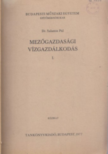 Dr. Salamin Pl - Mezgazdasgi vzgazdlkods I.