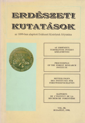 Erdszeti kutatsok  -  Az Erdszeti Tudomnyos Intzet Kzlemnyei Vol. 88. 1998