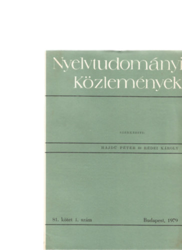 Hajd Pter s Rdei Kroly  (szerk.) - Nyelvtudomnyi kzlemnyek 80. ktet (1978)