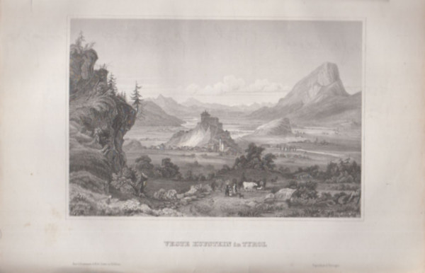 Veste Kufstein in Tyrol ( Ausztria, Eur�pa) (16x23,5 cm m�ret� eredeti ac�lmetszet, 1856-b�l)