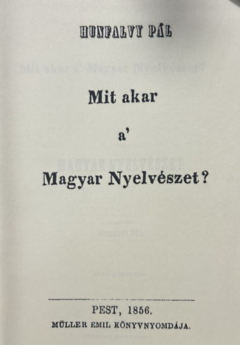 Hunfalvy Pál - Mit akar a magyar nyelvészet? (reprint)