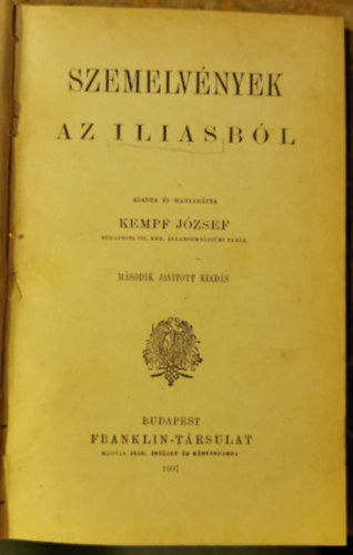Kempf J�zsef  (magyar�zta) - Szemelv�nyek az Iliasb�l