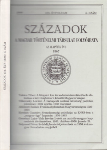 P�l Lajos  (szerk.) - Sz�zadok 2000/5. sz�m (134. �vfolyam)