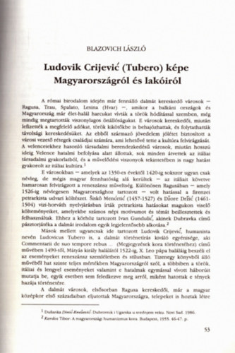 Blazovich Lszl - Ludovik Crijevic Tubero kpe Magyarorszgrl s lakirl