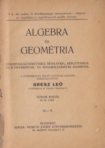 Grsz Le  (szerk.) - Algebra s geometria
