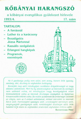Fabiny Tams - Wiszkidenszky Andrs - Kbnyai harangsz - a kbnyai evanglikus gylekezet hrlevele 1993/4. (17. szm)