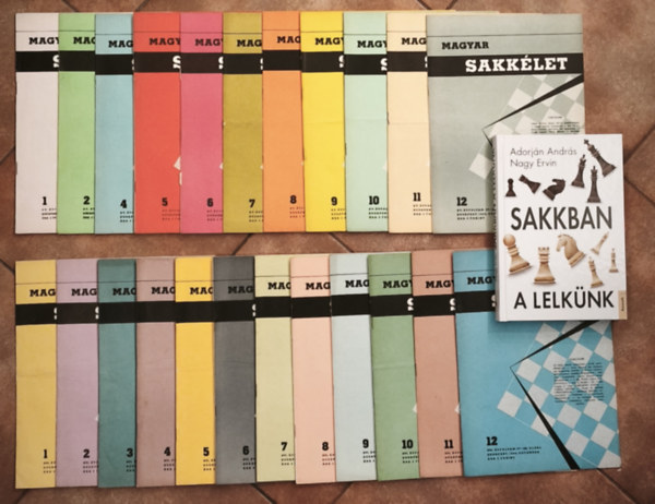 Nagy Ervin Adorján András - Magyar sakkélet folyóirat 1965. 1-12. szám (a 3. szám hiányzik), 1966. 1-12. szám + ajándék mű: Sakkban a lelkünk