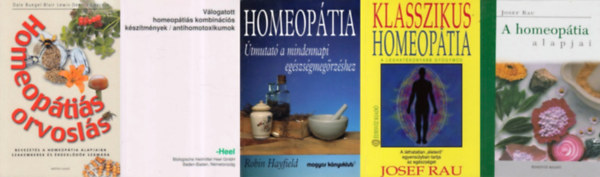 Dale M. Buegel, Blair K. Lewis, Dennis K. Chernin, Robin Hayfield Josef Rau - 5 db homeopátiás könyv: Klasszikus homeopátia + Homeopátiás orvoslás + A homeopátia alapjai + Válogatott homeopátiás kombinációs készítmények / antihomotoxikumok + Homeopátia (Útmutató a mindennapi egészségmegőrzéséhez)