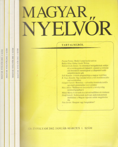 Keszler Borbla - Magyar Nyelvr (2002. teljes vfolyam, 4 ktetben, lapszmonknt)