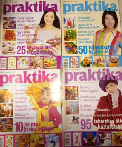 4 db. Praktika Magazin - 2002.jan. - 1. szám, 2002.febr. 2. szám, 2002.márc. 3. szám, 2002.ápr. 4. szám (szabás-varrás-kötés-hobby-lakásdivat-kézimunka)