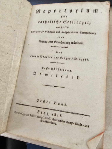 Repertorium fr katholische seelsorger I-III. 1818! - Repertor katolikus lelkszek szmra nmet nyelven