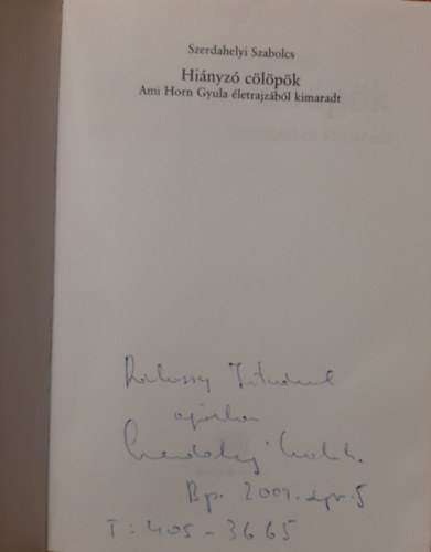 Szerdahelyi Szabolcs - Hi�nyz� c�l�p�k