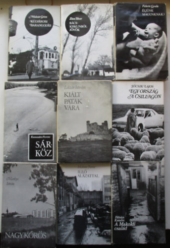 9 k�tet Magyarorsz�g felfedez�se sorozatb�l (A Makoldi csal�d, Nagyk�r�s, Ill� al�zattal, S�rk�z, Ki�lt patak v�ra, Egy orsz�g a csillagon, K�lv�rosi barangol�s, B�cs-Kiskunb�l j�v�k, �lj�nk magunknak?)