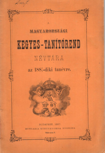 A magyarorszgi Kegyes-tantrend nvtra az 1887/8 -diki tanvre