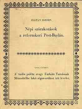 Zolt�n J�zsef - N�pi sz�rakoz�sok a reformkori Pest-Bud�n