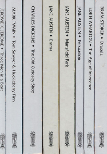 Jane Austen, Edith Wharton, Charles Dickens, Mark Twain, Jerome K. Jerome Bram Stoker - 8 db Wordsworth Classics: Dracula + The Age of Innocence + Persuasion + Mansfield Park + Emma + The Old Curiosity Shop + Tom Sawyer & Huckleberry Finn + Three Men in a Boat