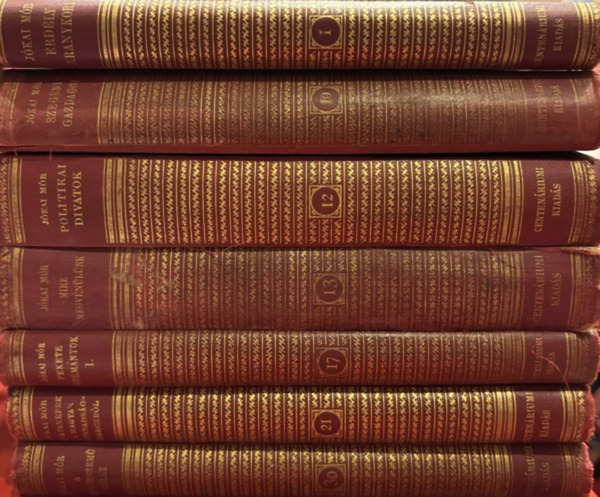 J�kai M�r - J�kai M�r k�nyvek 7 db (centen�riumi kiad�s) (1. Erd�ly aranykora, 10. Szeg�ny gazdagok, 12. Politikai divatok, 13. Mire megv�n�l�k, 17. Fekete gy�m�ntok I, 21. Csatak�pek a magyar szabads�gharczb�l, 30. A tengerszem� h�lgy)