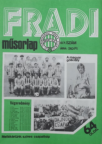 Nagy Bla  (szerk.) - Fradi msorlap 67. szm