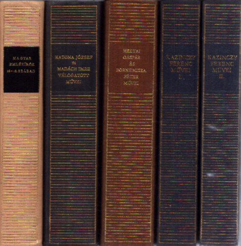 5 k�tet a Magyar Remek�r�k sorozatb�l: Kazinczy Ferenc m�vei I-II. - Heltai G�sp�r �s Bornemisza P�ter m�vei - Katona J�zsef �s Mad�ch Imre v�logatott m�vei - Magyar Remek�r�k 16-18. sz�zad