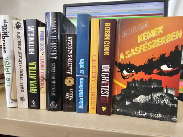 Robin Cook, Ken Follett, John Grisham, James Herbert, Frederick Forsyth, Árpa Attila, Leslie L. Lawrence, David Ambrose Alistair MacLean - 10db krimi, KÖNYVMENTŐ AJÁNLAT: Kémek a sasfészekben+ Idegen test+ A rejtekhely+ Alattunk az óceán+ A cég+ Senki sem hű hozzád+ Profi munka+ Holtomiglan+ A láthatatlan kolostor+ Véletlen