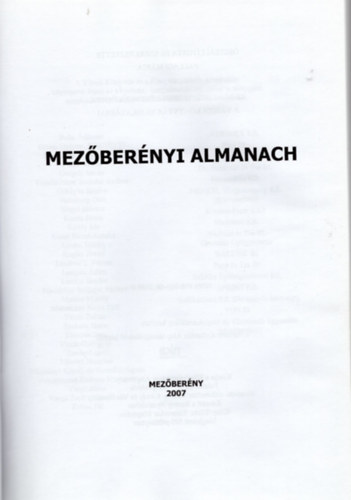 Pallagi M�ria - Mez�ber�nyi almanach