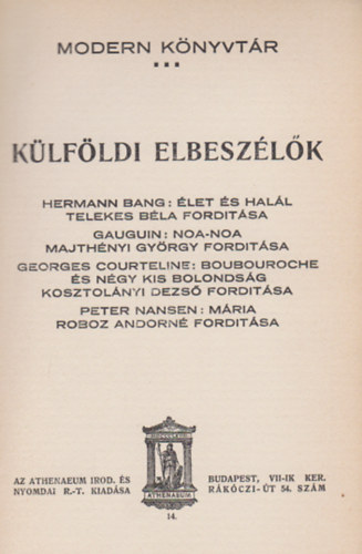 Külföldi elbeszélők III.