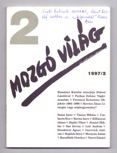 P. Szcs Julianna  (szerk.) - Mozg Vilg  1997/2. (Sznes mellkletekkel) Dediklt!