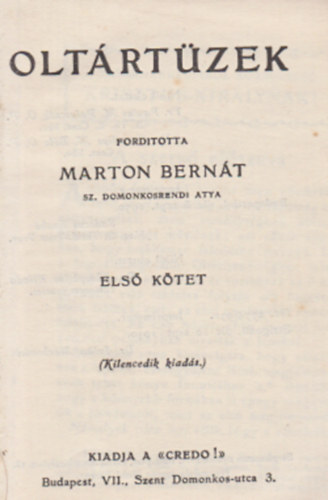 Marton Bernt O. P.  (ford.) - Oltrtzek- els ktet