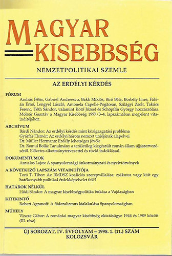 Magyar Kisebbsg - Nemzetpolitikai Szemle (1998. 1. szm)