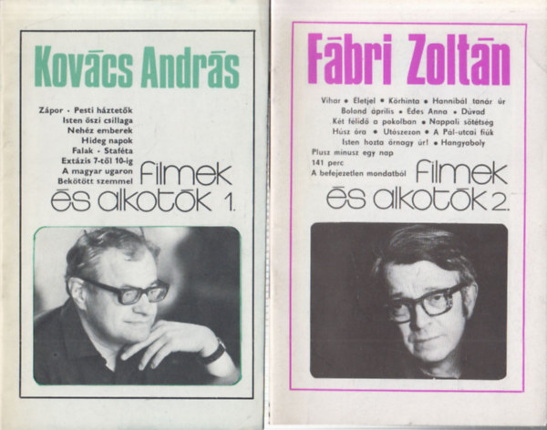 Forrai Jánosné (műv. szerk.) - 2 db füzet: Filmek és Alkotók 1-2.: Kovács András + Fábri Zoltán