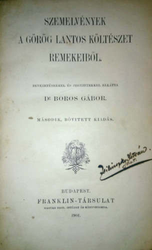 Szemelvények a görög lantos költészet remekeiből
