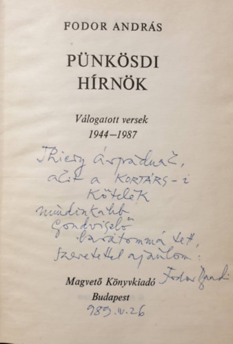 Fodor Andr�s - P�nk�sdi h�rn�k- vers- dedik�lt